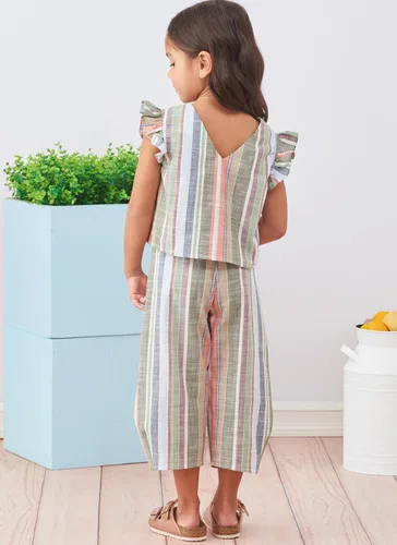 Miniatura 10 de Simplicity Vestido para niños y niñas, top corto y pantalones sin botones, paquete de patrón de costura, código de diseño S9761, tallas 3-4-5-6