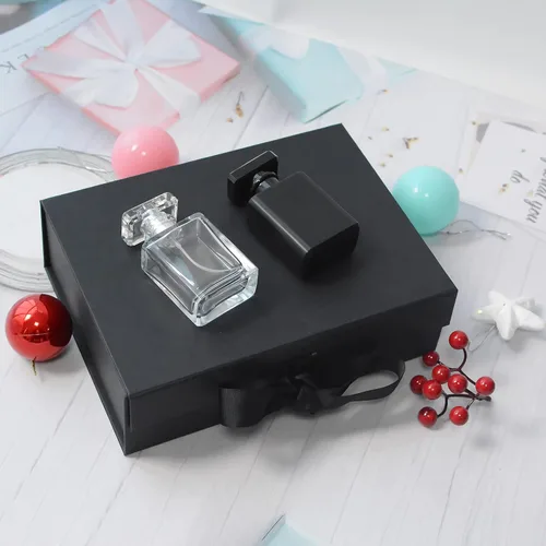 Miniatura 6 de RUIFYRAY Caja de regalo magnética de lujo negra con tapa, cintas y bolsa de regalo, tamaño mediano, 9.4 x 7 x 3 pulgadas, ideal para Navidad, Año