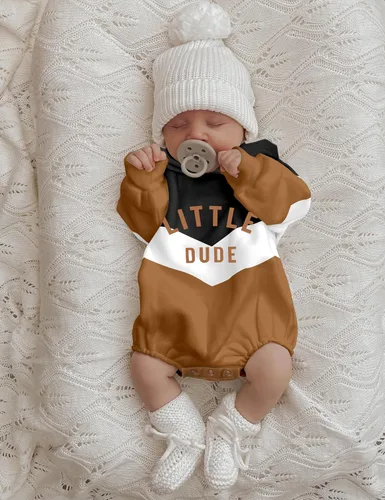Miniatura 4 de Ropa para bebé niño, bloque de color, sudadera con capucha de gran tamaño, mameluco, pantalones largos, conjunto de trajes de otoño e invierno