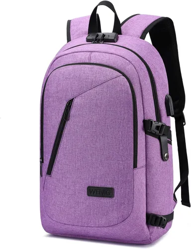 Miniatura 7 de WENIG - Mochila antirrobo para portátil de viaje con puerto de carga USB y cerradura, mochila de trabajo delgada y resistente al agua para hombres