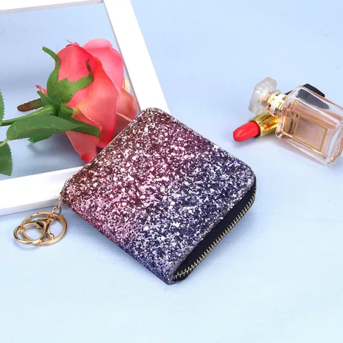 Miniatura 48 de GEEAD - Monedero pequeño con purpurina para mujer o niña, con anillo para llavero