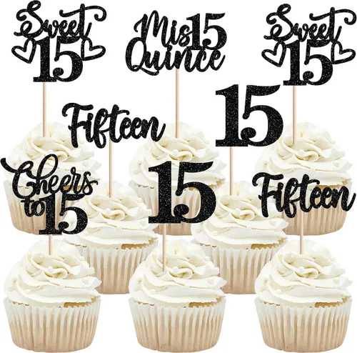 Miniatura 99 de 30 piezas de adornos para cupcakes de 12 cumpleaños feliz, brillantes doce, hola 12, felicitaciones a 12 años, adornos para cupcakes, 12