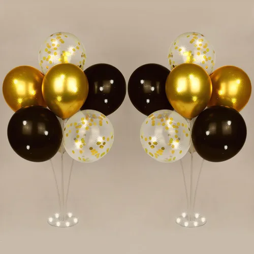Miniatura 15 de Ainiv 15 globos de fiesta gruesos azules con cinta y confeti, globos metálicos de látex para baby showers, bodas, graduaciones y cumpleaños