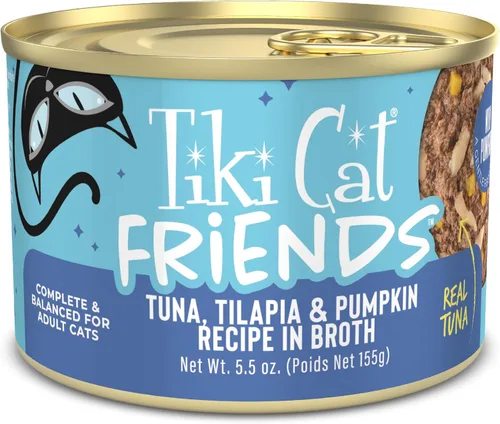 Miniatura 17 de Tiki Cat Aloha Friends, atún y calabaza, sin granos y alta humedad, alimento húmedo para gatos para todas las etapas de la vida, latas de 5.5 onzas