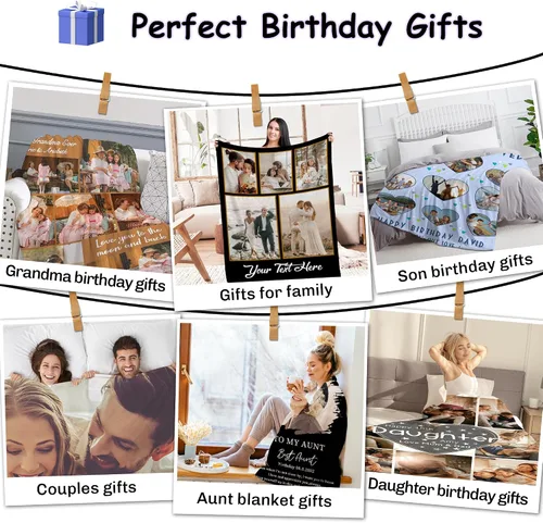Miniatura 6 de Magimagine Mantas personalizadas con imágenes de texto para regalos de novio, manta de fotos personalizada para familiares y amigos para Navidad