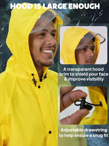 Miniatura 12 de Anyoo Poncho de lluvia con capucha, impermeable, ligero, para hombres, mujeres y adultos, con bolsillo para senderismo, camping, actividades al aire