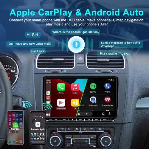 Miniatura 2 de Estéreo de coche para Volkswagen Jetta Passat Golf Beetle Tiguan Seat Skoda 9 pulgadas QLED pantalla táctil radio de coche con Carplay Android Auto