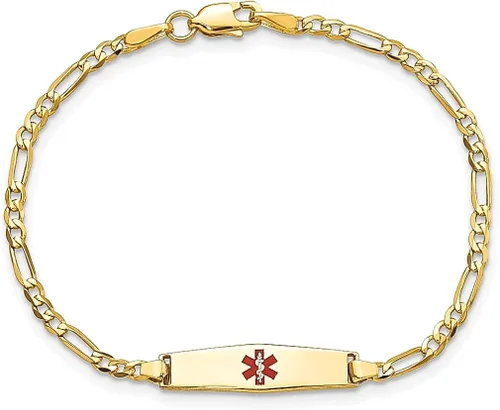 Miniatura 4 de 14k Yellow Gold Medical Alert Figaro Id Bracelet Fine Jewelry For Women Gifts For Her