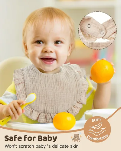 Miniatura 2 de Lictin Juego de 8 baberos de muselina para bebé - Baberos tipo bandana para babeo y dentición, de algodón unisex Cálido