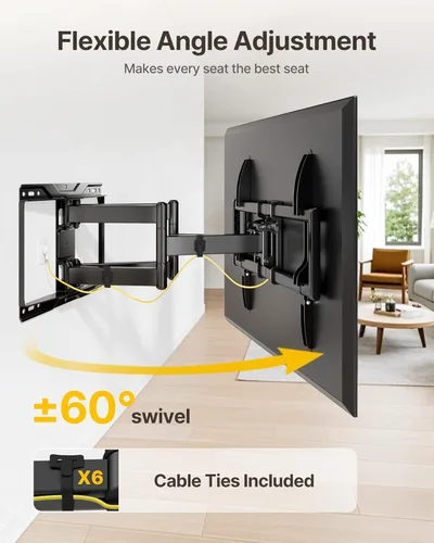 Miniatura 6 de monTEK - Soporte de pared para TV de alta resistencia para televisores de 37 a 90 pulgadas de hasta 75 kg, probado para 4 veces la carga, brazos