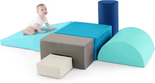 Costzon Juguetes de escalada para niños pequeños, juego de 6 piezas de escalada y gateo con cubierta de poliuretano para gatear, escalar y caminar,