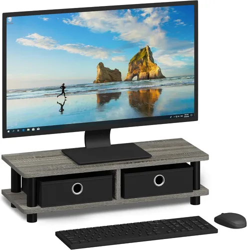 Miniatura 11 de Furinno Turn-N-Tube - Soporte elevador para monitor de esquina con tubos de acero inoxidable, Americano