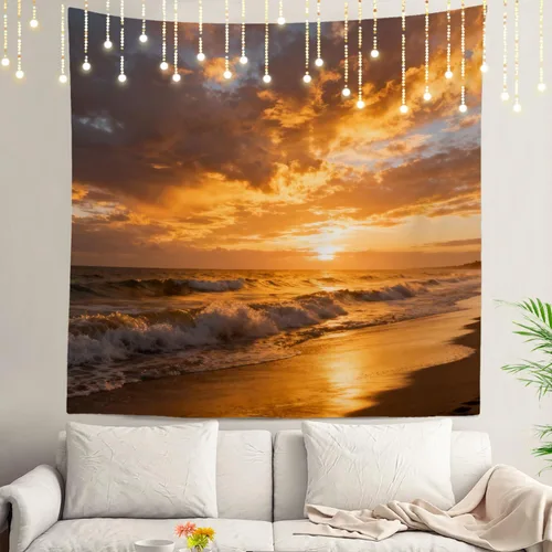 Miniatura 60 de Shrahala Tapiz de pared con paisaje de lago de otoño, bosque amarillo, para colgar en la pared, tapiz grande, decoración de fibra de poliéster