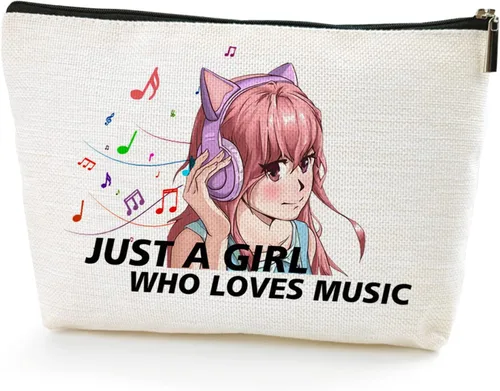 Miniatura 6 de Bolsa de maquillaje para fanáticos del anime, regalo para amantes del anime, Just A Girl Who Loves Music, bolsa de cosméticos para mujeres, niñas