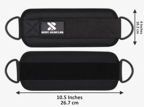 Miniatura 6 de Correas de tobillo para máquinas de cable para mujeres y hombres – Accesorio de cable de tobillo para gimnasio para patadas, entrenamientos de Negro