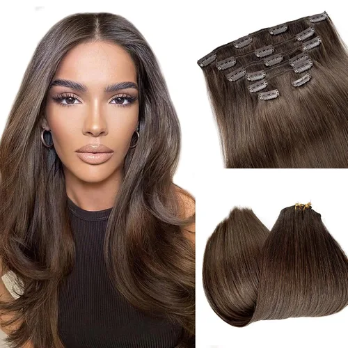 Miniatura 34 de Extensiones de cabello rubio ceniza con reflejos, extensiones de cabello humano real con clip, de 12 pulgadas, 2.47 onzas, doble trama, invisible