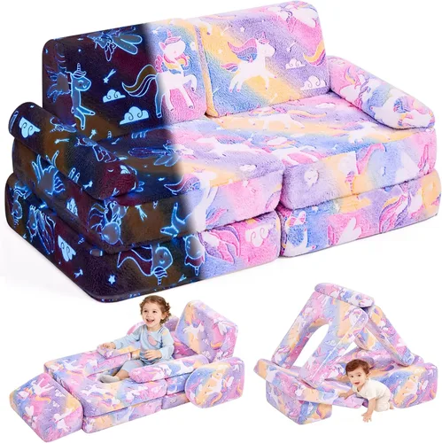 Miniatura 10 de Sofá Modular para Niños de IFNOW, Sofá para Niños Pequeños, Sofá Seccional para Niños, Muebles para Dormitorio y Sala de Juegos para Niños Pequeños