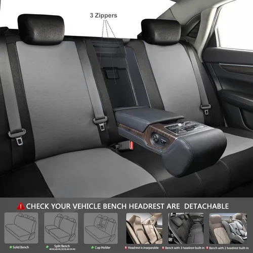 Miniatura 4 de CAR PASS Juego completo de fundas de asiento de automóvil transpirables de malla de aire 3D en tela, ajuste universal compatible con el 95%