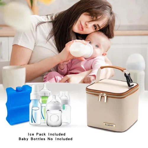 Miniatura 6 de Bolsa enfriadora de leche materna con paquete de hielo, se ajusta a 4 biberones de hasta 5 onzas, bolsa enfriadora de biberones ideal para madres