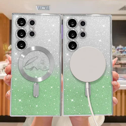 Miniatura 153 de ZONRW - Funda para Samsung Galaxy S22 Ultra magnética, para mujeres y niñas, cubierta trasera suave, lujosa, con corazón de amor, bling, degradado