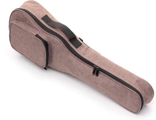 Miniatura 3 de Funda para ukelele simple de lino, esponja de 0.394 in, portátil, impermeable, bolsa para ukeleles, bolsa de concierto Uke con bolsillo de Marrón