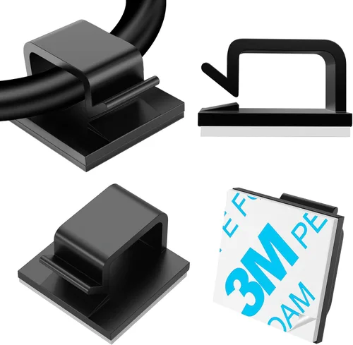 Miniatura 9 de 50 PCS Clips Negros para Cables - Organizadores de Cables Grandes para Gestión de Cables y Alambres Debajo del Escritorio, Clips Sujetadores