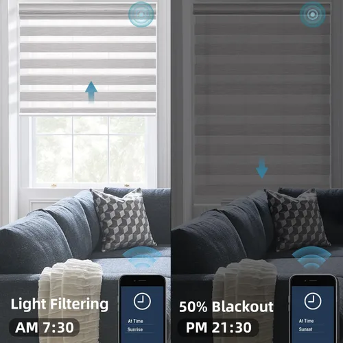 Miniatura 3 de SmartWings - Persianas motorizadas de cebra con control remoto, persianas de filtrado de luz inteligentes y semitransparentes para ventanas