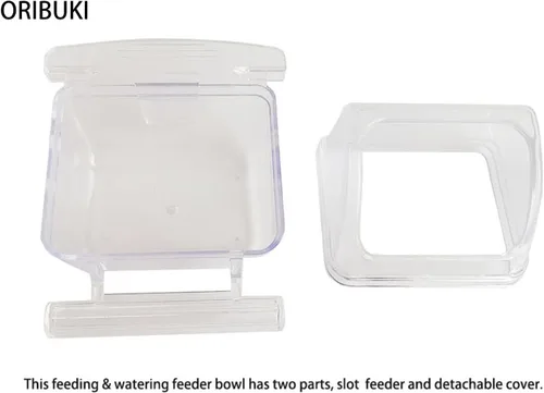 Miniatura 3 de Paquete de 4 comederos para pájaros para jaula sin ensuciar, cuenco de comida de periquito con tapa, dispensador de agua de loro colgante