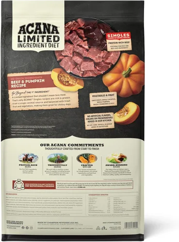 Miniatura 2 de ACANA Singles - Comida seca para perros con ingredientes limitados, sin granos, alta en proteínas, receta de ternera y calabaza, bolsa de 22.5 libras