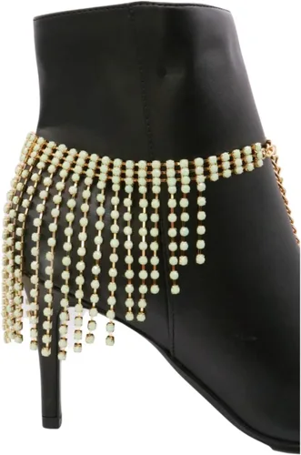 Miniatura 8 de Pulsera de botas de moda occidental para mujer, cadena de metal dorado brillante, cuentas de color verde azulado y menta