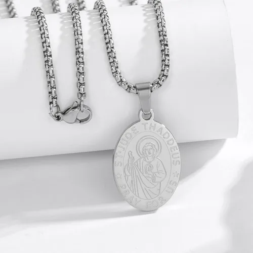 Miniatura 3 de Collar de San Miguel, San MiguelVirgen MaríaRafaelJudeCristóbalBenedictoJoséPatrickFranciscoFlorianThomasAnthony, acero inoxidable, 24