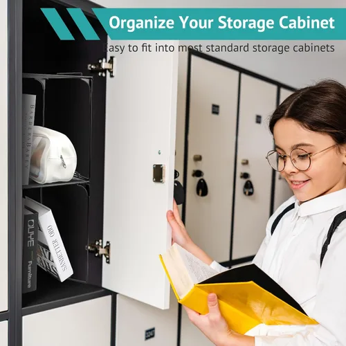 Miniatura 6 de Estante organizador de casillero apilable extra para casillero escolar, organizador de armario de almacenamiento, accesorios adecuados para la Negro