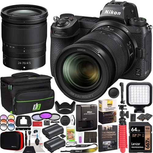 Cuerpo de cámara sin espejo Nikon Z6II + Kit de lente NIKKOR Z 24-70mm f/4 S 1663 Formato FX de fotograma completo 4K UHD con maletín de viaje Deco