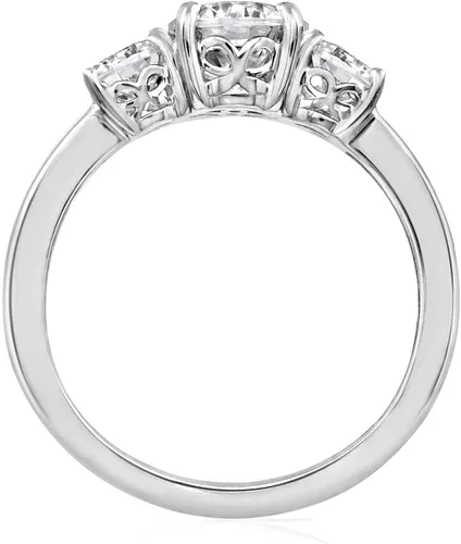Miniatura 2 de Tienda Collection Platinum or Gold Plated Sterling Silver Round 3-Stone Ring made with Infinite Elements Cubic Zirconia