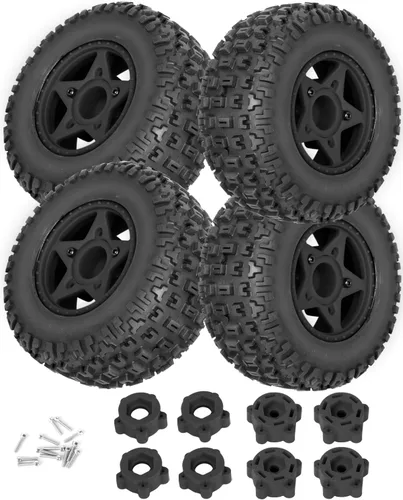 Ruedas y neumáticos hexagonales RC de 0.472 in/0.551 in para camión escala 1/10, neumáticos de camión RC para 1/10 Slash 2WD 4×4 Senton Axia1 L0SI
