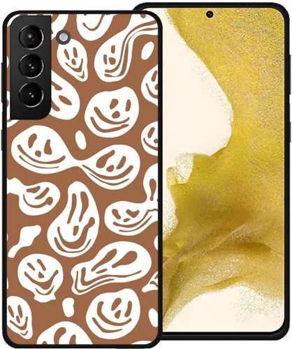Miniatura 10 de Funda de teléfono para Samsung Galaxy S22 5G, rosa pastel y blanco, divertida sonrisa trippy derretida hippie sonriente calavera fantasma cara linda
