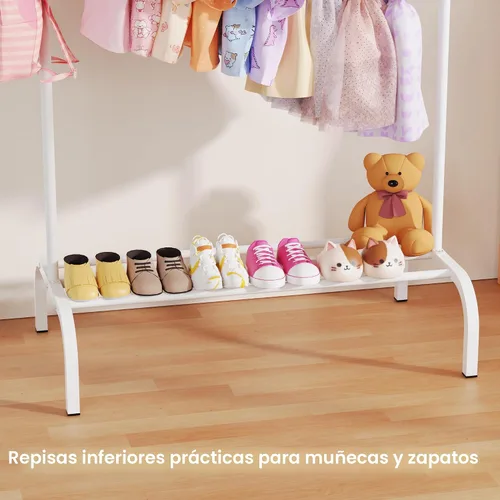 Miniatura 6 de Estante de Ropa Mejorado para Niños - Perchero de Vestir para Bebés y Niños Pequeños Montessori - Pequeños Estantes Portátiles para Ropa con Estante