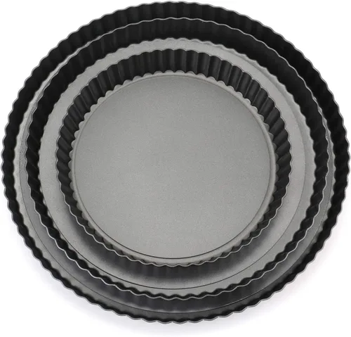 Tosnail Juego de 3 moldes redondos antiadherentes para quiche, de 12 pulgadas, 10 pulgadas, 8 pulgadas, molde para tartas de frutas y tartas