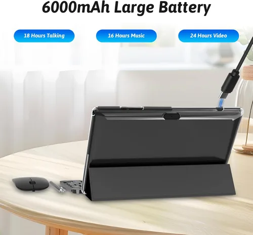 Miniatura 5 de ZZB Android 15 Tableta de 10 pulgadas Tableta 2 en 1 con teclado ratón estuche lápiz capacitivo 18GB RAM 128GB ROM 2TB expandible, Android 15(NO