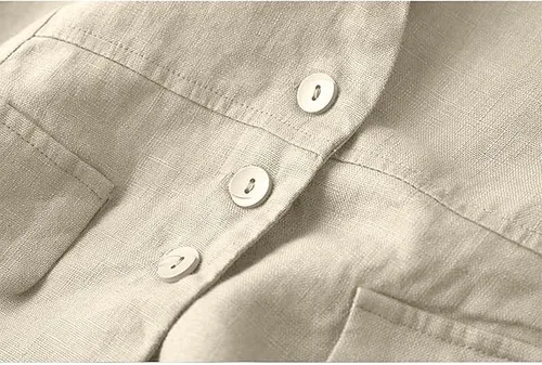 Miniatura 4 de UATKIMI Chaleco de lino de algodón para mujer, casual, holgado, cuello en V, sin mangas, chaqueta, Beige