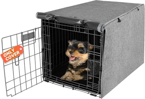 Miniatura 20 de X-ZONE PET Cubierta para jaula de perro de doble puerta - Cubierta para perrera de poliéster, se ajusta a jaula de alambre para perros de 24