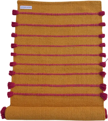 Miniatura 7 de Jaipur art & Rugs Estera de yoga de algodón - Alfombra tejida a mano ecológica - Antideslizante y gruesa (61x183x5mm) para fitness diario en casa