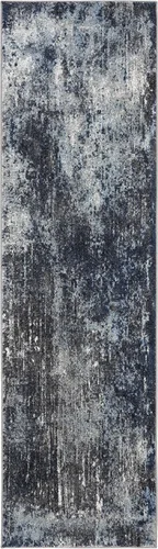 Miniatura 3 de SAFAVIEH Galaxy Collection - Alfombra para pasillo, 2 pies 3 pulgadas x 8 pies, carbón y azul, diseño abstracto moderno, no desprende pelusa