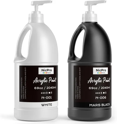 Miniatura 11 de Nicpro Juego de pintura acrílica blanca grande (69 onzas, 69.0 fl oz), suministros de pintura artística no tóxicos para múltiples superficies, Blanco