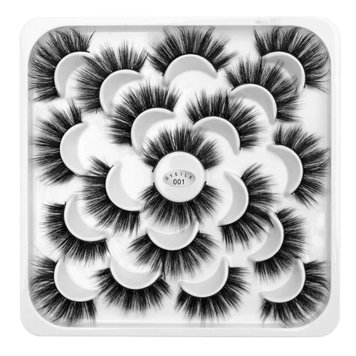 Miniatura 8 de DYSILK - 10 pares de pestañas de visón 6D, pestañas postizas dramáticas de volumen grueso pestañas postizas naturales suaves extensión maquillaje
