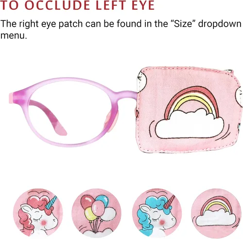 Miniatura 4 de Astropic Parche de algodón y seda para gafas para niños (ojo izquierdo, arcoíris)