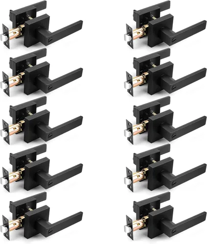Miniatura 96 de Probrico Paquete de 4 manijas de puerta simuladas en negro mate, manijas interiores que no giran, manijas reversibles resistentes para interiores
