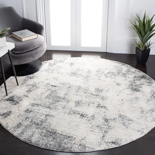 Miniatura 15 de SAFAVIEH Aston Collection ASN704N - Alfombra redonda de 3 pies, color azul marino/gris, moderna, abstracta, no desprende pelusa, para comedor