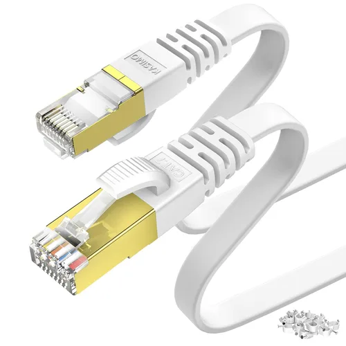 Miniatura 14 de KASIMO Cable Ethernet plano Cat 8 de 50 pies, cable de red LAN de Internet plano de alta velocidad Cat8 de 40 Gbps 2000 MHz SSTP con conector RJ45