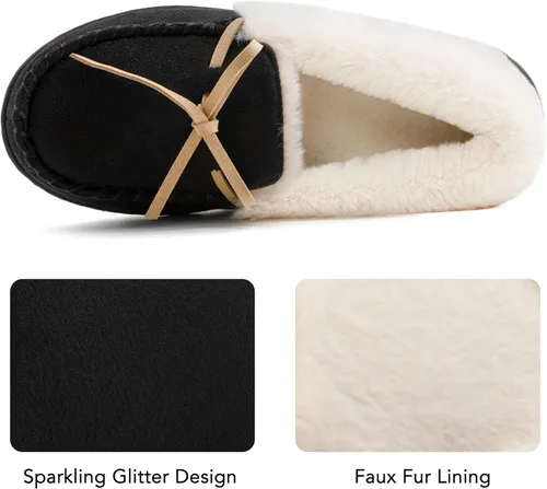 Miniatura 4 de RockDove Pantuflas estilo mocasín con purpurina Caroline para mujer